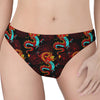 Red Dragon Lotus Pattern Print Women's Thong