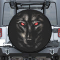 Red Eye Wolf Print Leather Spare Tire Cover