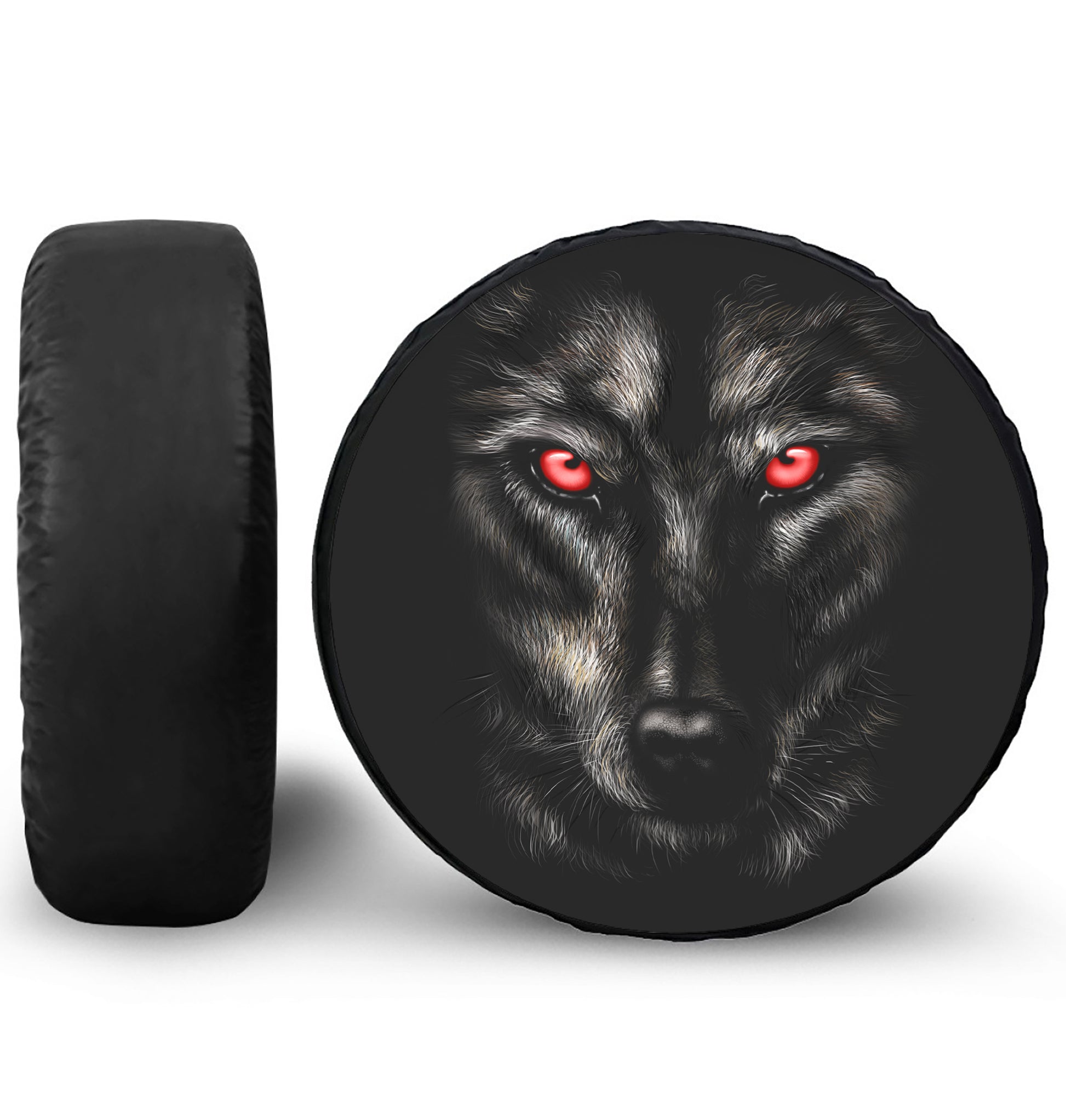 Red Eye Wolf Print Leather Spare Tire Cover