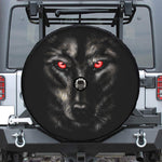 Red Eye Wolf Print Tire Cover With Camera Hole