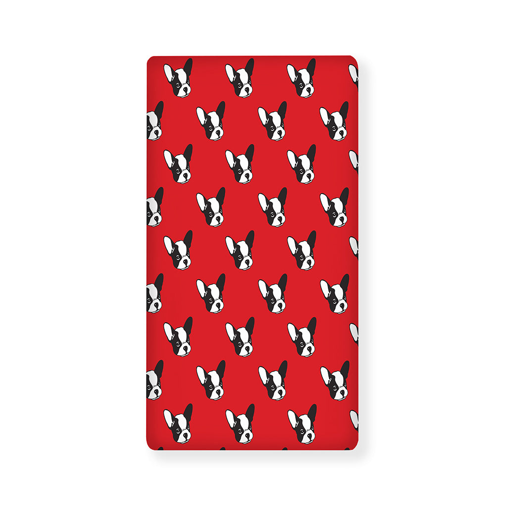 Red French Bulldog Pattern Print Baby Crib Sheet