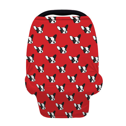 Red French Bulldog Pattern Print Baby Seat Cover