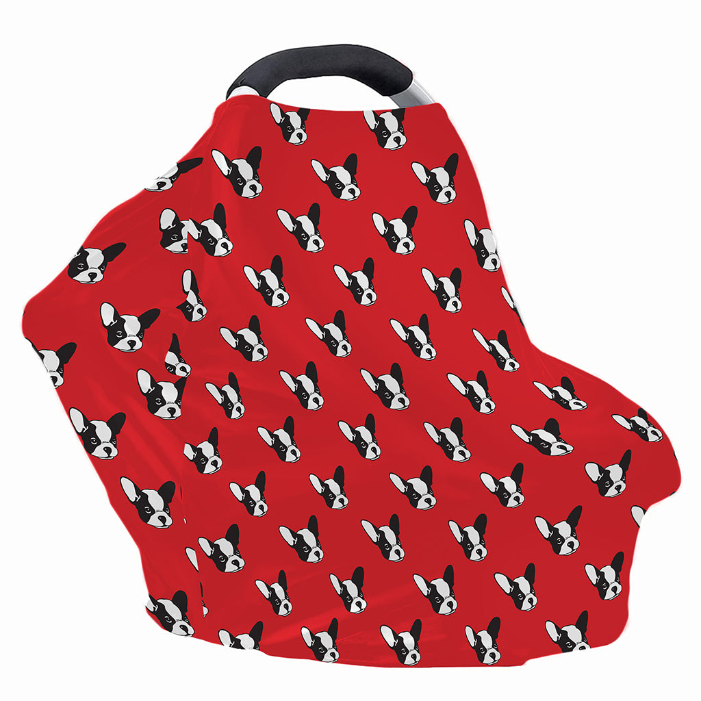 Red French Bulldog Pattern Print Baby Seat Cover
