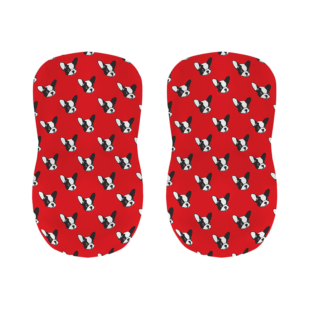 Red French Bulldog Pattern Print Bar Stool Covers