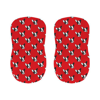 Red French Bulldog Pattern Print Bar Stool Covers
