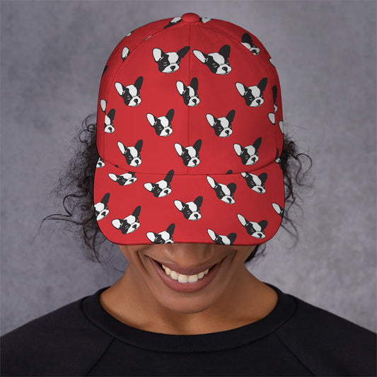 Red French Bulldog Pattern Print Baseball Cap