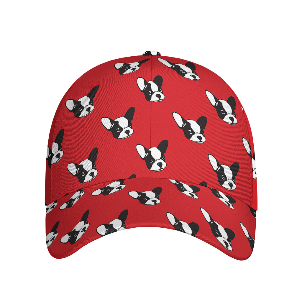 Red French Bulldog Pattern Print Baseball Cap