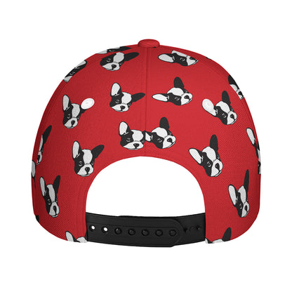 Red French Bulldog Pattern Print Baseball Cap