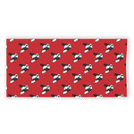 Red French Bulldog Pattern Print Beach Towel