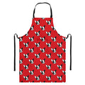 Red French Bulldog Pattern Print Bib Apron With Pocket