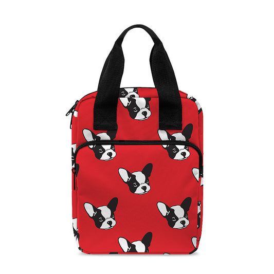 Red French Bulldog Pattern Print Bible Tote Bag
