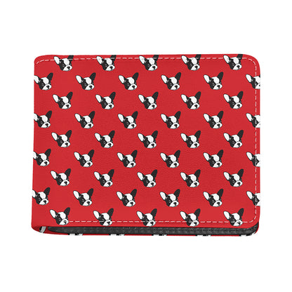 Red French Bulldog Pattern Print Bifold Wallet