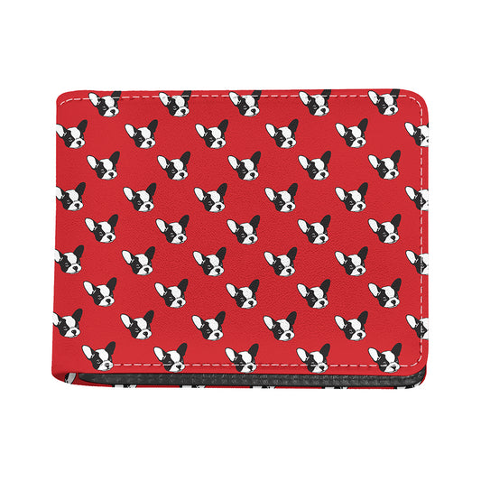 Red French Bulldog Pattern Print Bifold Wallet