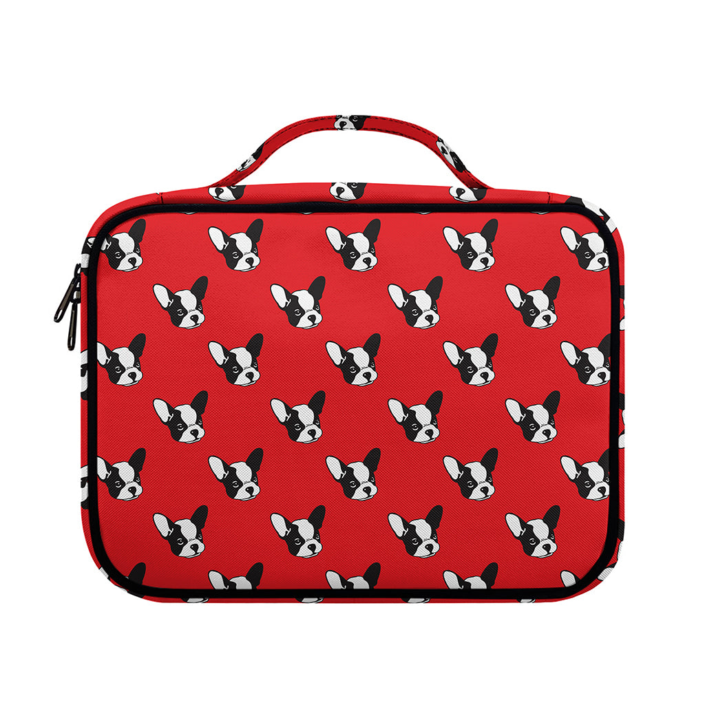 Red French Bulldog Pattern Print Briefcase Bible Bag
