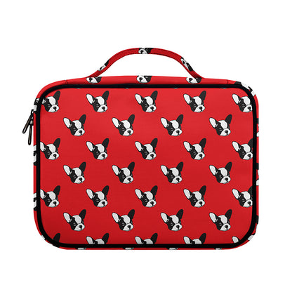 Red French Bulldog Pattern Print Briefcase Bible Bag