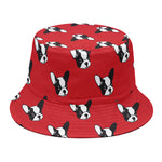 Red French Bulldog Pattern Print Bucket Hat