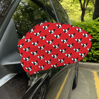 Red French Bulldog Pattern Print Car Side Mirror Covers