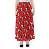 Red French Bulldog Pattern Print Chiffon Maxi Skirt