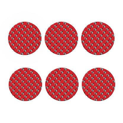Red French Bulldog Pattern Print Coaster Set