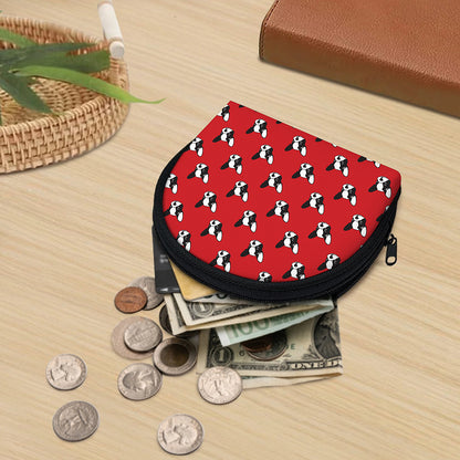 Red French Bulldog Pattern Print Coin Purse