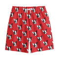 Red French Bulldog Pattern Print Cotton Shorts