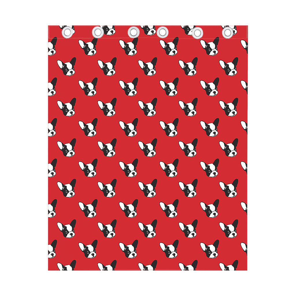 Red French Bulldog Pattern Print Curtain