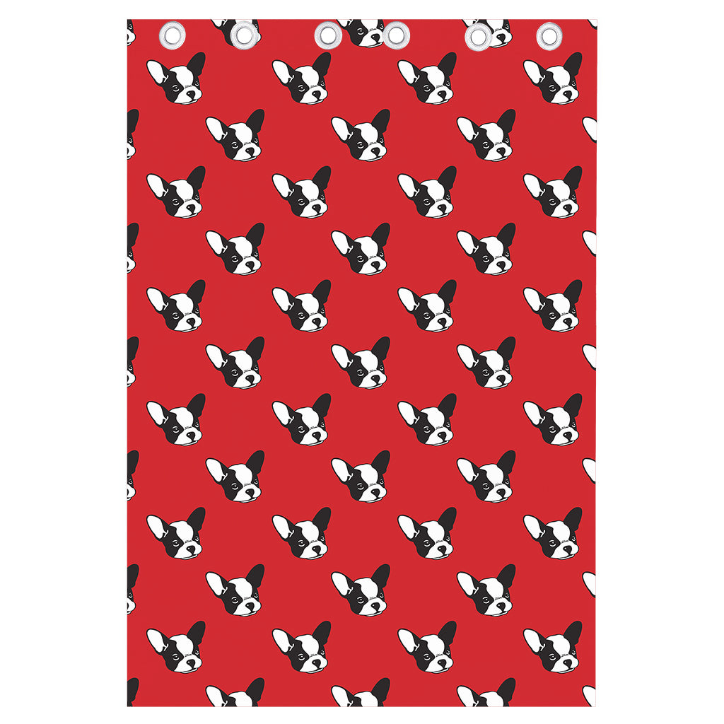 Red French Bulldog Pattern Print Curtain