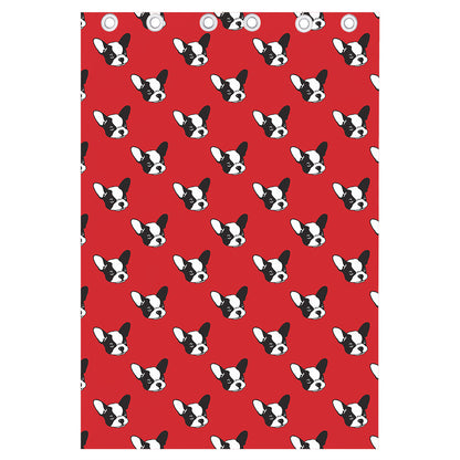 Red French Bulldog Pattern Print Curtain