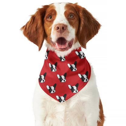 Red French Bulldog Pattern Print Dog Bandana