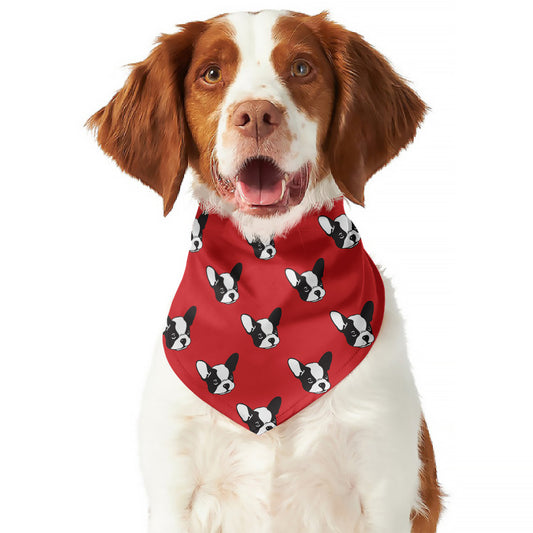 Red French Bulldog Pattern Print Dog Bandana