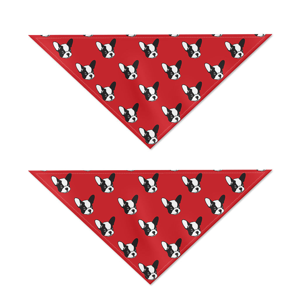 Red French Bulldog Pattern Print Dog Bandana