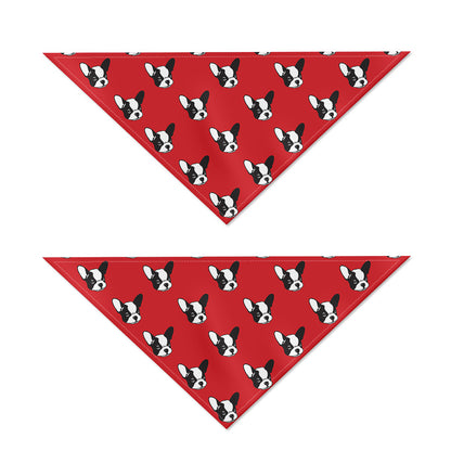 Red French Bulldog Pattern Print Dog Bandana