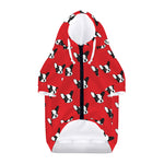 Red French Bulldog Pattern Print Dog Zip Up Hoodie
