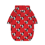 Red French Bulldog Pattern Print Dog Zip Up Hoodie