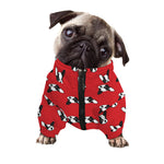 Red French Bulldog Pattern Print Dog Zip Up Jacket