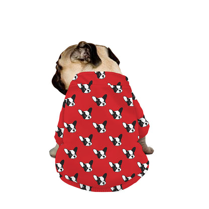 Red French Bulldog Pattern Print Dog Zip Up Jacket