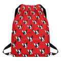 Red French Bulldog Pattern Print Drawstring Backpack