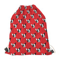 Red French Bulldog Pattern Print Drawstring Bag