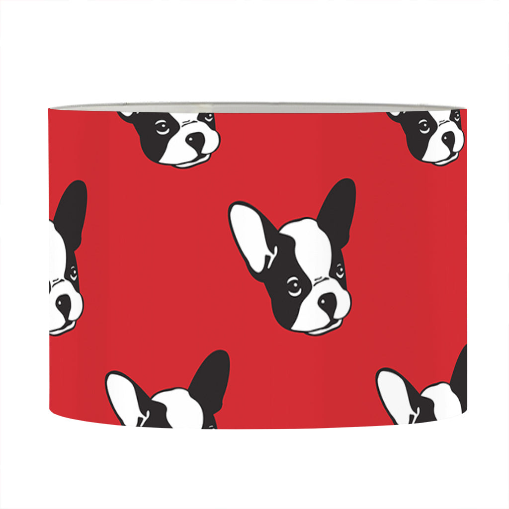 Red French Bulldog Pattern Print Drum Lamp Shade