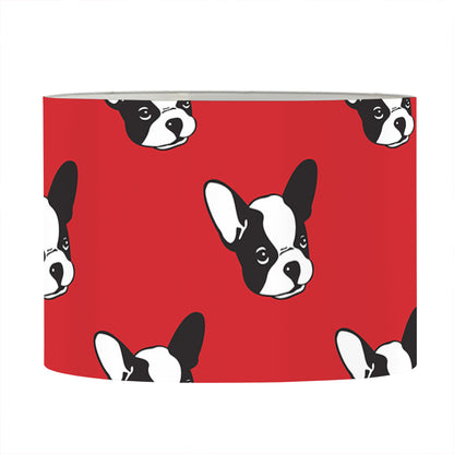 Red French Bulldog Pattern Print Drum Lamp Shade