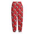 Red French Bulldog Pattern Print Fleece Lined Knit Pants