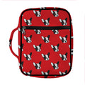 Red French Bulldog Pattern Print Front Pocket Bible Bag