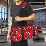 Red French Bulldog Pattern Print Gym Bag