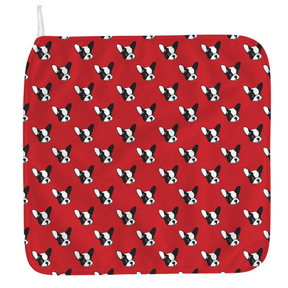 Red French Bulldog Pattern Print Hand Towel