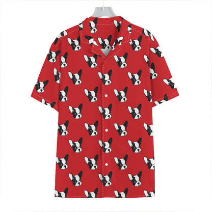 Red French Bulldog Pattern Print Hawaiian Shirt
