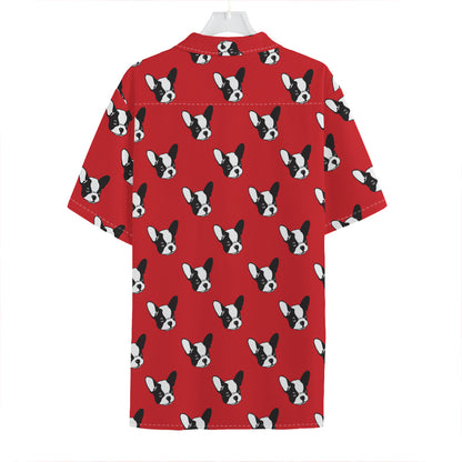 Red French Bulldog Pattern Print Hawaiian Shirt