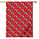 Red French Bulldog Pattern Print House Flag