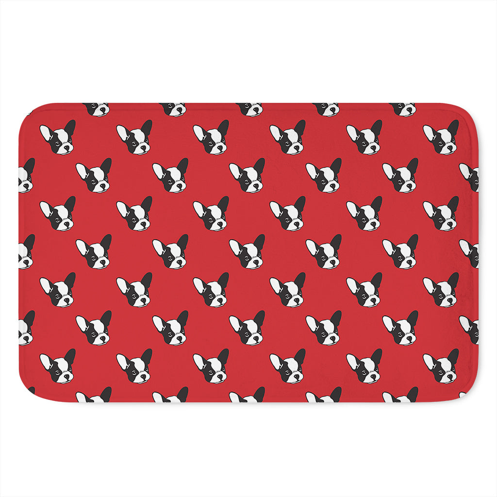 Red French Bulldog Pattern Print Indoor Door Mat