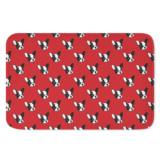 Red French Bulldog Pattern Print Indoor Door Mat