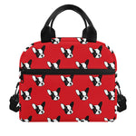 Red French Bulldog Pattern Print Insulated Lunch Bag